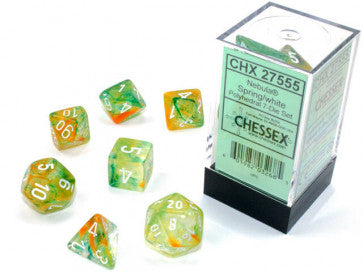 Chessex Polyhedral 7-Die Set Nebula Spring/White (Luminary Effect)