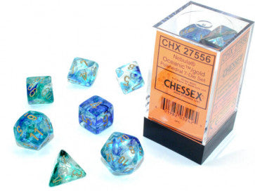 Chessex Polyhedral 7-Die Set Nebula Oceanic/Gold (Luminary Effect)