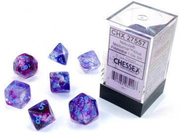 Chessex Polyhedral 7-Die Set Nebula Nocturnal/Blue (Luminary Effect)