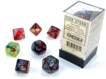 Chessex Polyhedral 7-Die Set Nebula Primary/Blue (Luminary Effect)