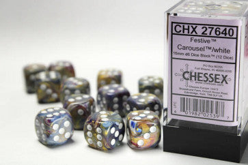 Chessex 16mm D6 Dice Block Festive Carousel/White