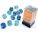 Chessex 16mm D6 Dice Block Oceanic/Gold (Luminary Effect)