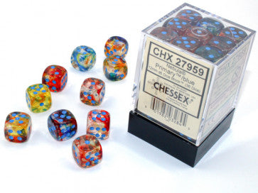 Chessex 12mm D6 Dice Block Nebula Primary/Blue (Luminary Effect)