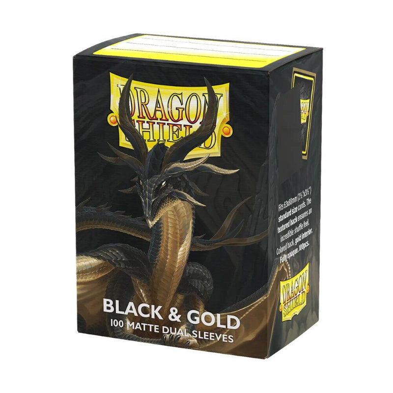 Dragon Shield - Sleeves - Box 100 - Standard Size - Matte Dual - Black & Gold