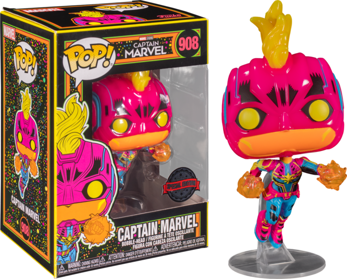 Marvel Captain Marvel - Funko Pop! Figure - Special Edition Black Light (908)