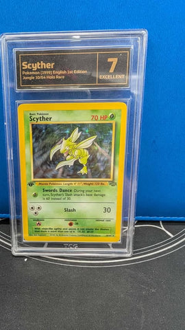 1999 Base Set 1st Edition Scyther - 10/64 - Graded TCG 7