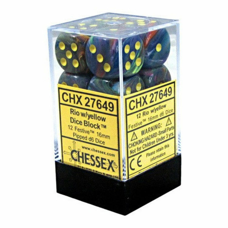 Chessex 16mm D6 Rio/Yellow Block Festive