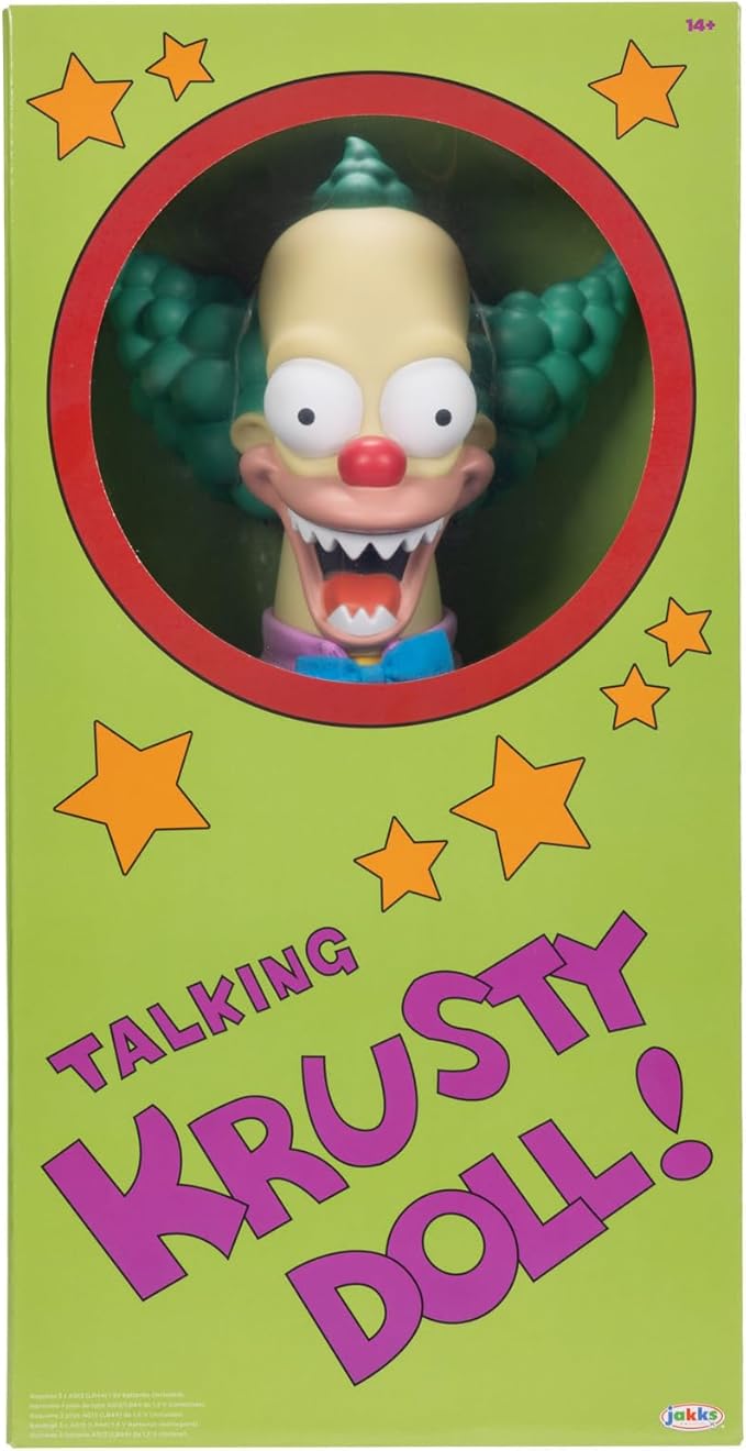 The Simpsons Talking Krusty Doll Plush, 16" Good and Evil Krusty Pull String Doll, from The Classic Treehouse of Horror III Episode
