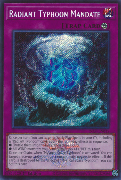 Radiant Typhoon Mandate (Emblazoned Secret Rare) [26LP-EN015] Secret Rare