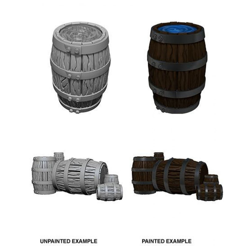 WizKids Deep Cuts Unpainted Miniatures - Barrel & Pile of Barrels