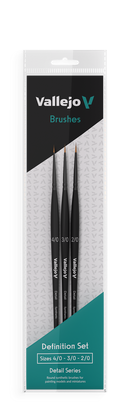 Vallejo - Brushes - Detail - Definition Set - Synthetic fibers (Sizes 4/0; 3/0 & 2/0)