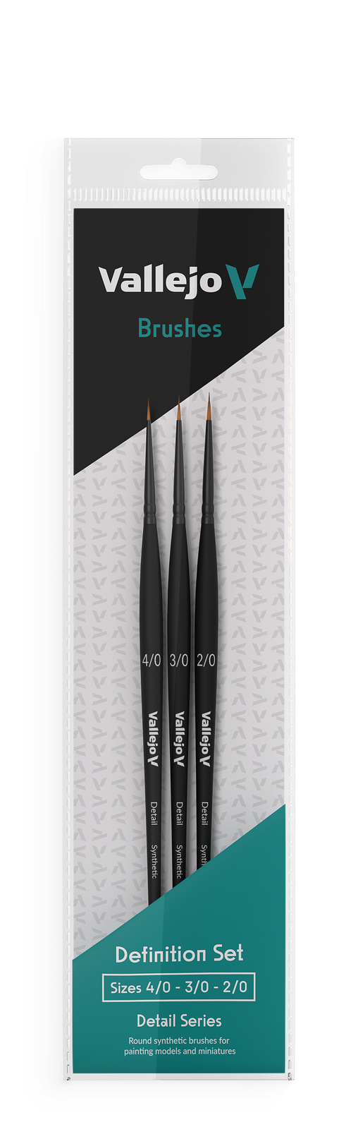 Vallejo - Brushes - Detail - Definition Set - Synthetic fibers (Sizes 4/0; 3/0 & 2/0)