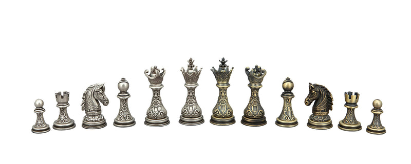 Dal Rossi - Regal Copper & Silver 90mm Chess Pieces w/ 20" Box (walnut finish)