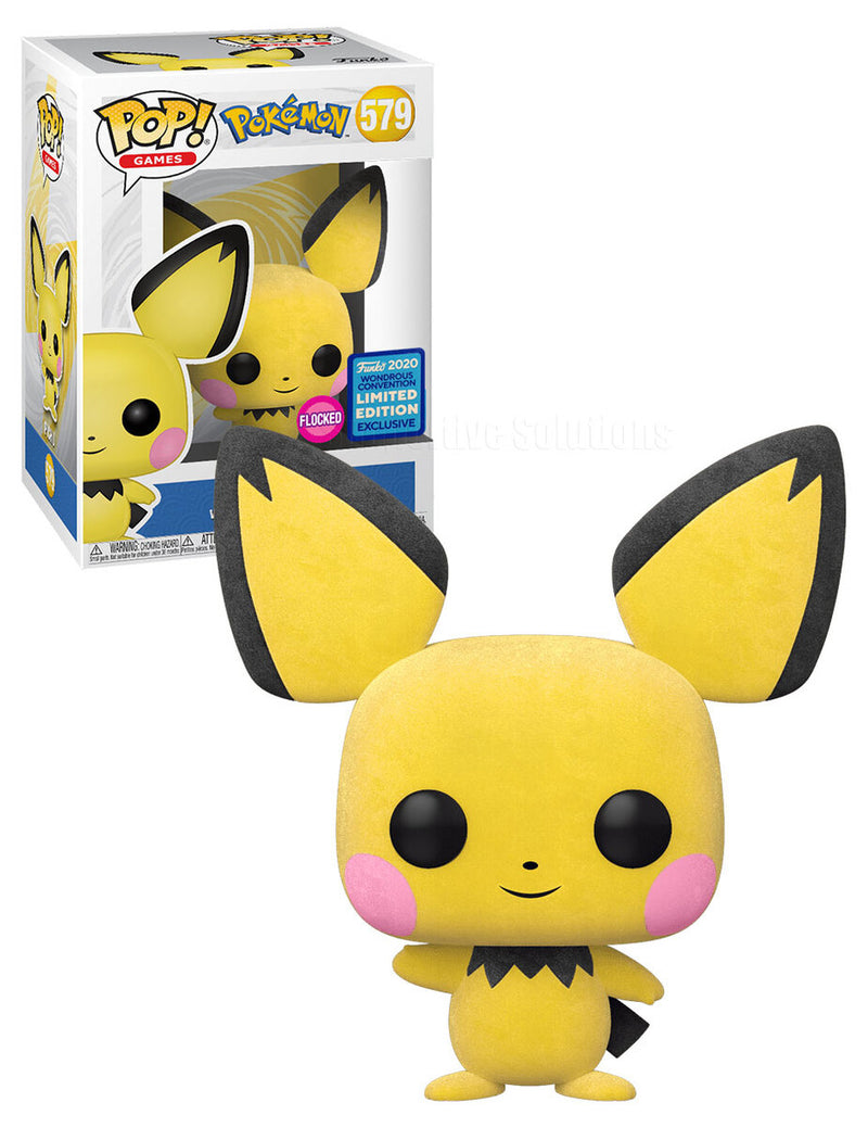Pokemon - Funko Pop! Figure - Pichu 2020 Wonderous Con Exclusive FLOCKED (579)