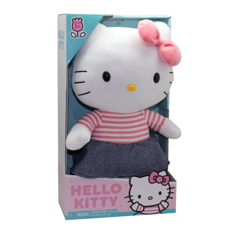 Hello Kitty Medium Plush - Denim Skirt/Pink Stripe Top