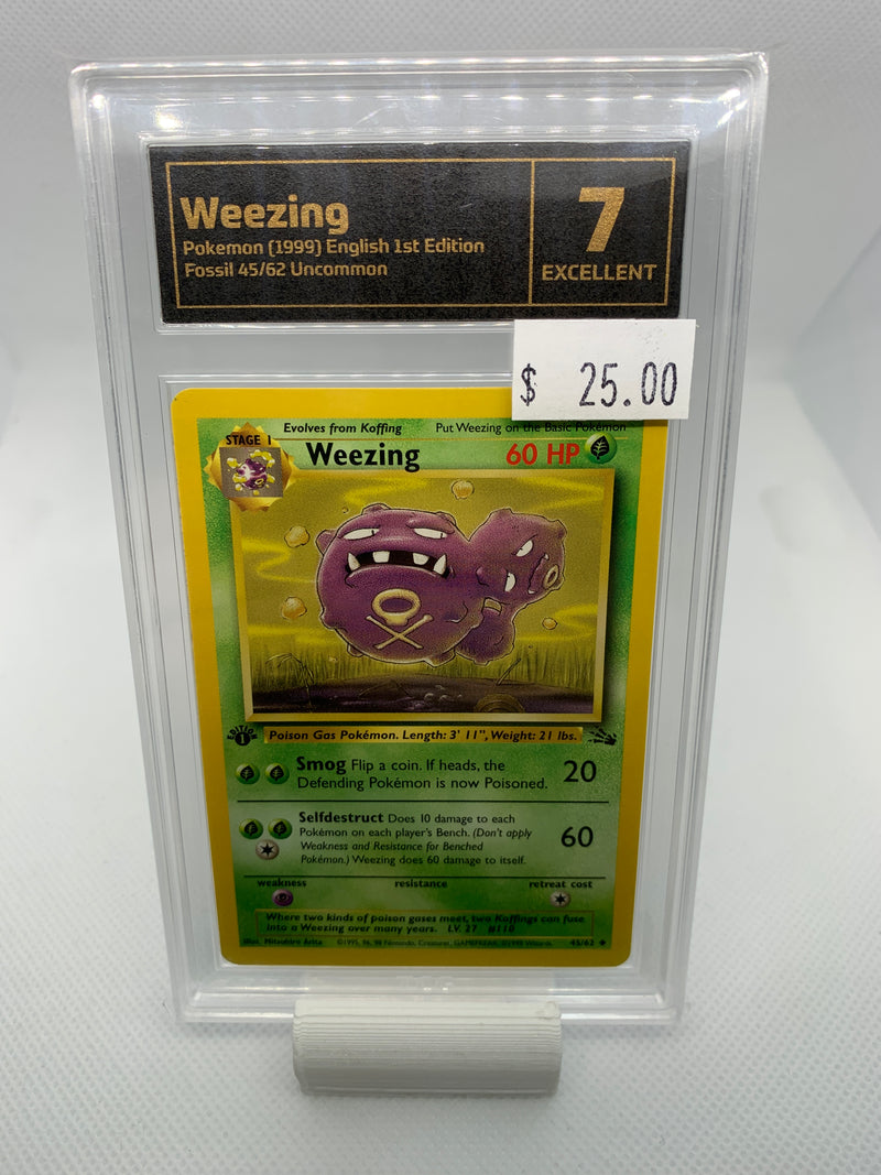 1999 Pokemon Fossil - Weezing (45/62) - 1st Edition - Graded TCG 7