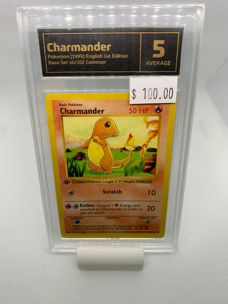 1999 Pokemon Base Set - Charmander (46/102) - 1st Edition - Graded TCG 5