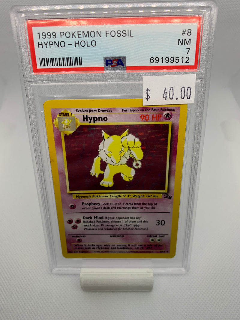 1999 Pokemon Fossil - Hypno (08/62)- HOLO - Graded PSA 7