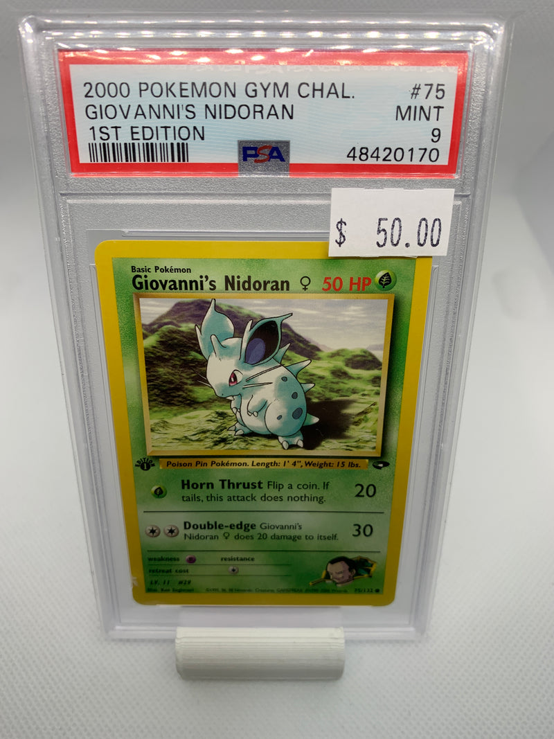 2000 Pokemon Gym Challenge - Giovanni's Nidoran (75/132) - 1st Edition - Graded PSA 9