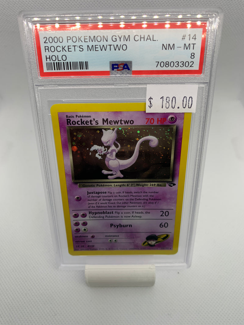 2000 Pokemon Gym Challenge - Rocket's Mewtwo (14/132) Graded PSA 8