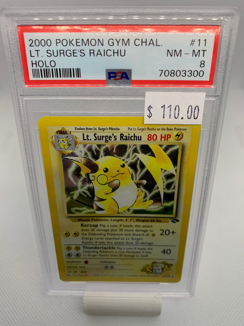 2000 Pokemon Gym Challenge - Lt. Surge's Raichu (11/132) Graded PSA 8