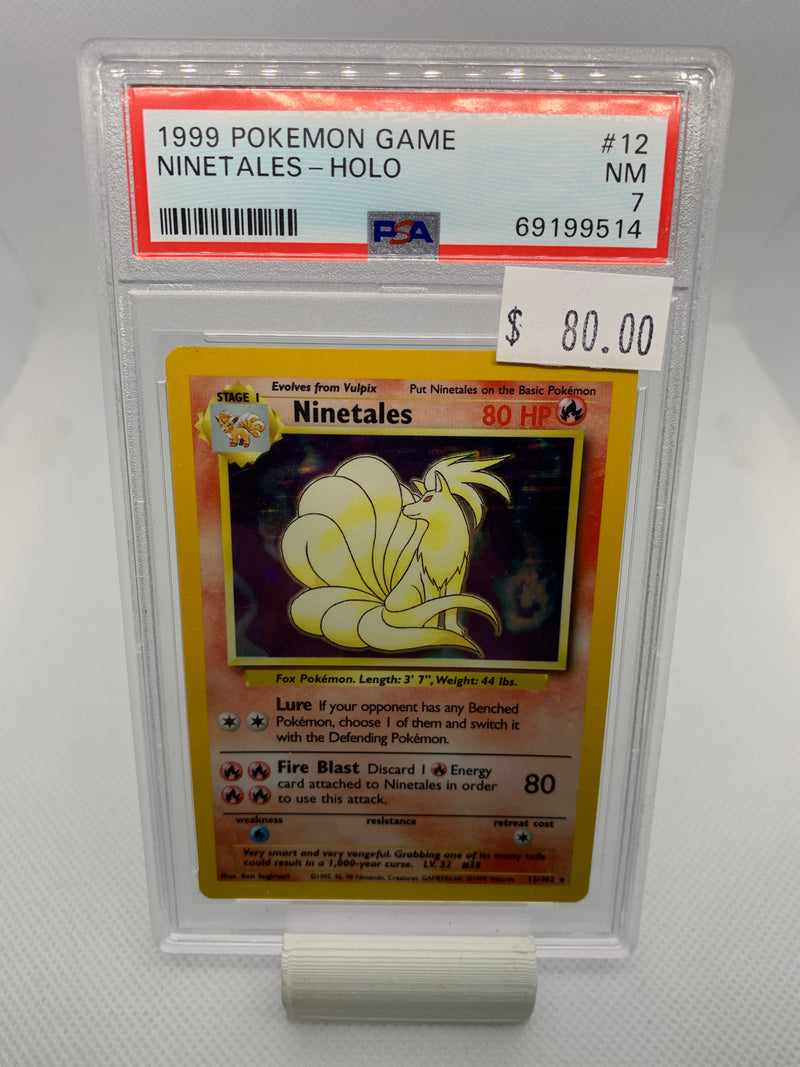 1999 Pokemon Base Set - Ninetales (12/102)- HOLO - Graded PSA 7