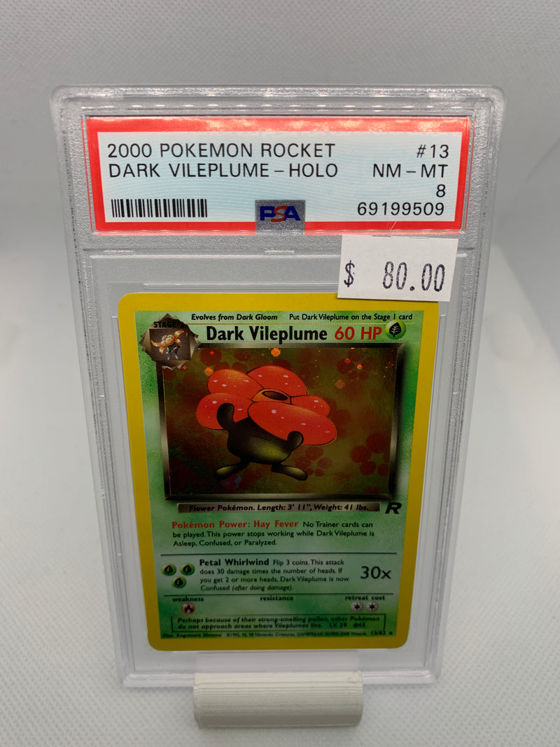 2000 Pokemon Team Rocket - Dark Vileplume (13/82) Graded PSA 8