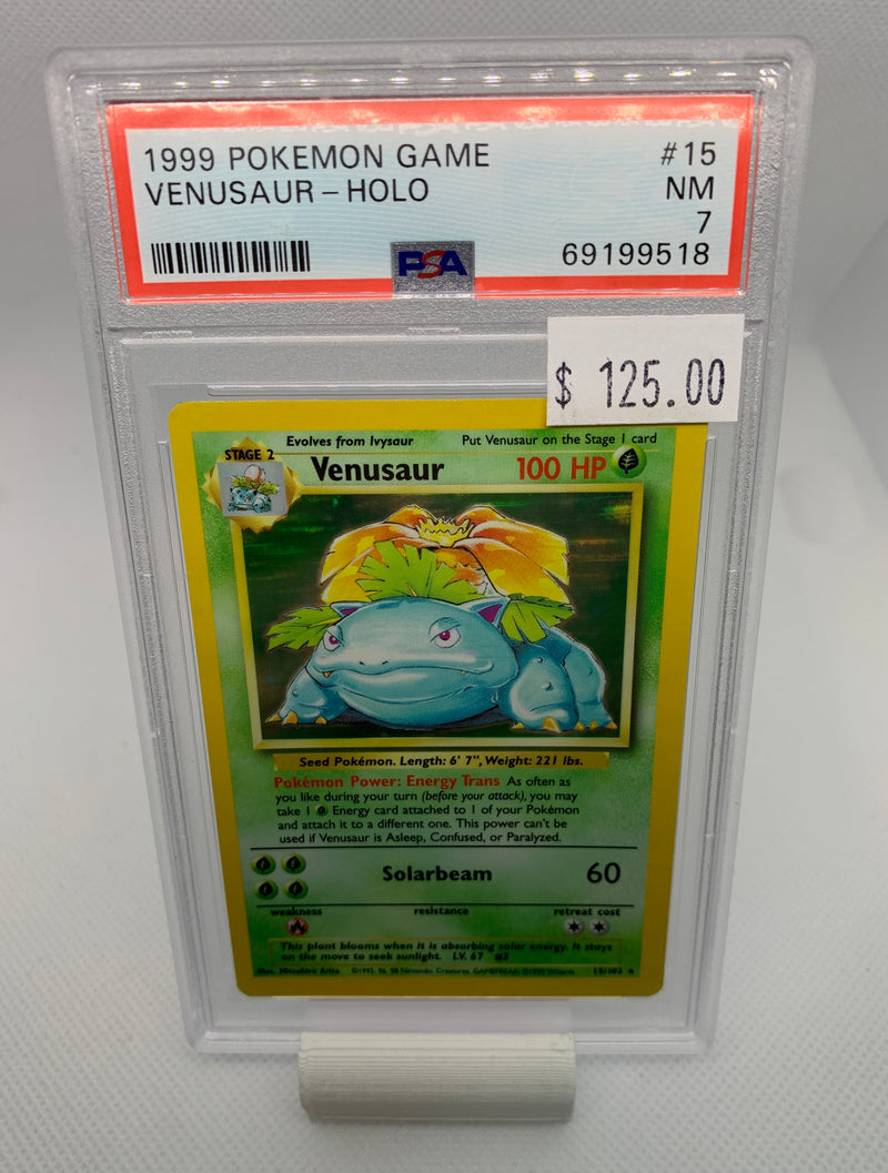 1999 Pokemon Base Set - Venusar (15/102)- HOLO - Graded PSA 7