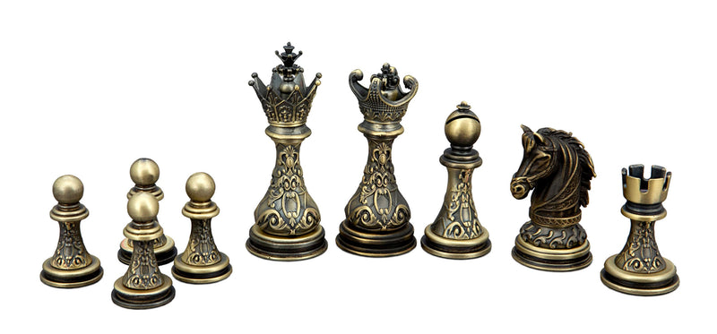 Dal Rossi - Regal Copper & Silver 90mm Chess Pieces w/ 20" Box (walnut finish)