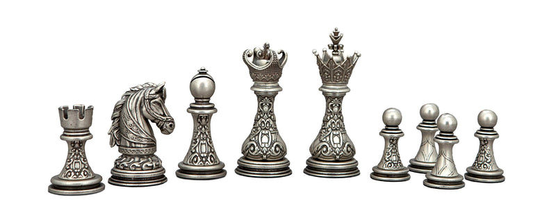 Dal Rossi - Regal Copper & Silver 90mm Chess Pieces w/ 20" Box (walnut finish)