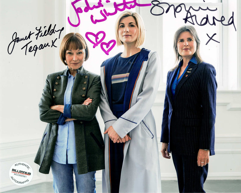 Jodie Whittaker & Janet Fielding & Sophie Aldred