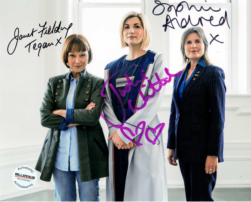 Jodie Whittaker & Janet Fielding & Sophie Aldred