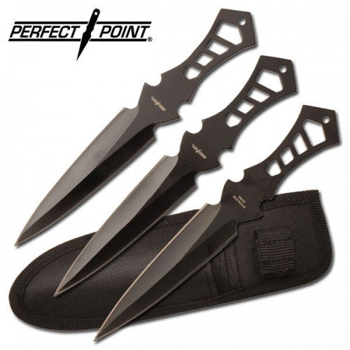 Perfect Point™️ Set of 3 Black Throwing Knives