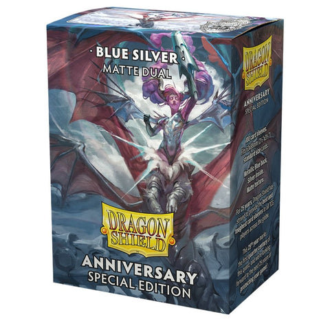 Dragon Shield - Sleeves - Box 100 - Standard Size - Matte Dual - Anniversary Edition - Blue Silver