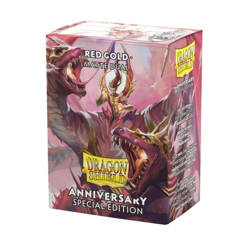 Dragon Shield - Sleeves - Box 100 - Standard Size - Matte Dual - Anniversary Edition - Pomegranate Gold