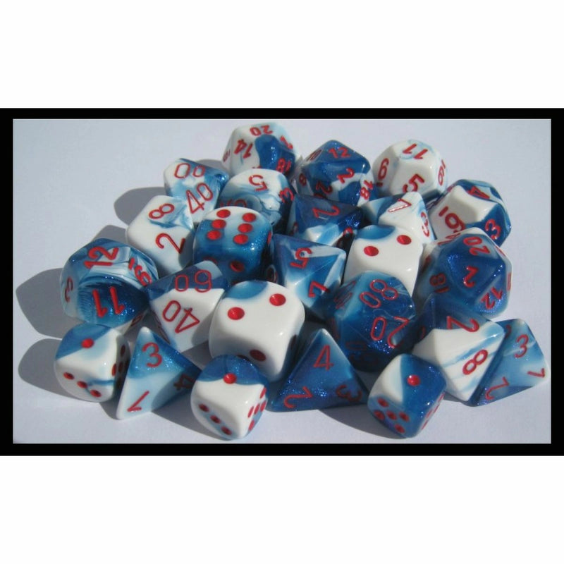 Chessex D7-Die Set Dice Gemini Astral Blue/White (7 Dice in Display)