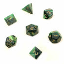 Chessex D7-Die Set Dice Gemini Black-Green/Gold  (7 Dice in Display)