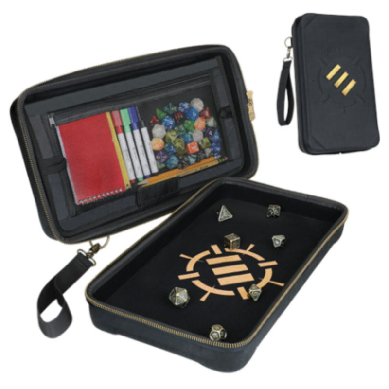 ENHANCE - Tabletop - RPG Community Dice Organizer Case & XL Rolling Tray - Black