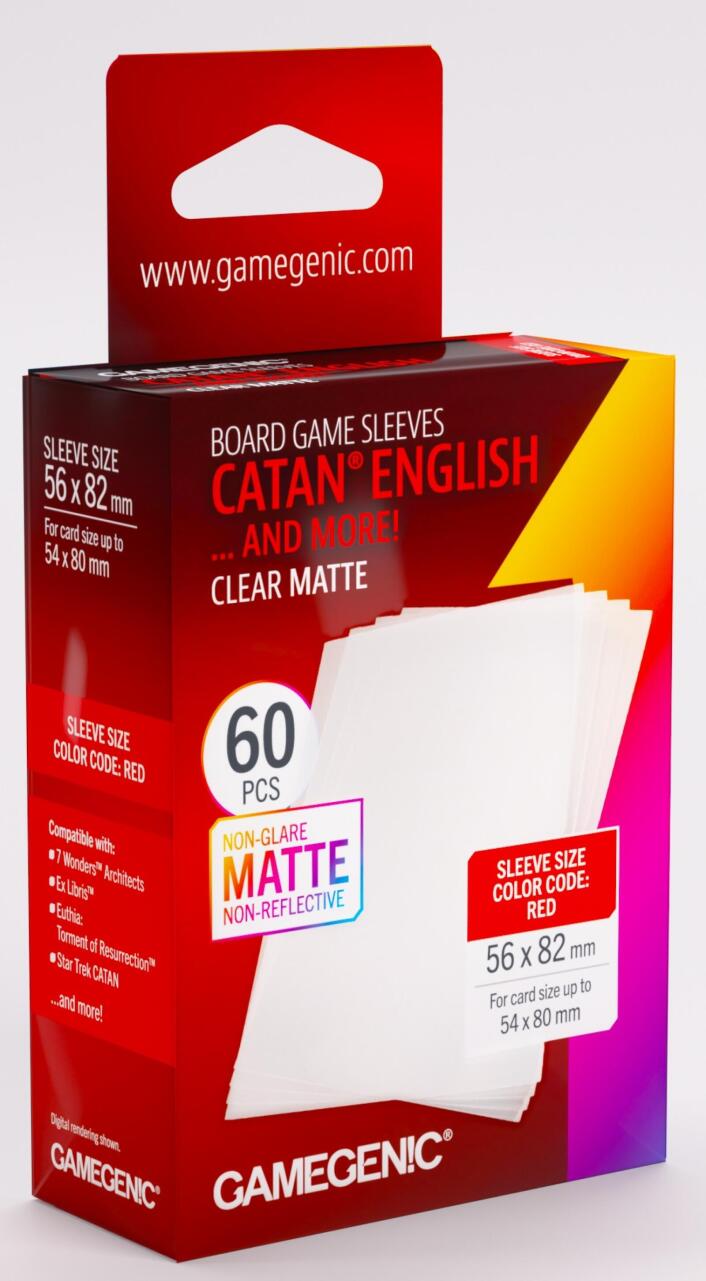 Catan - Accessories - Sleeves - Catan English (56mm x 82mm) - Clear Matte