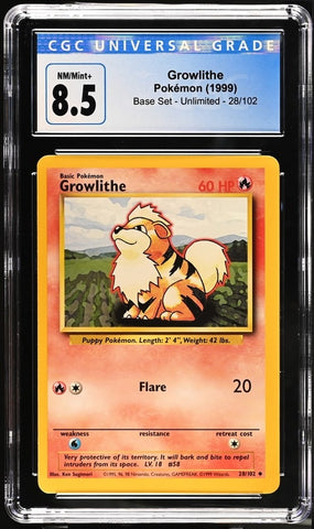 CGC 8.5 Growlithe (028/102) [Base Set] - slab photo