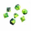 Chessex D7-Die Set Dice Gemini Polyhedral Green-Yellow/Silver (7 Dice in Display)