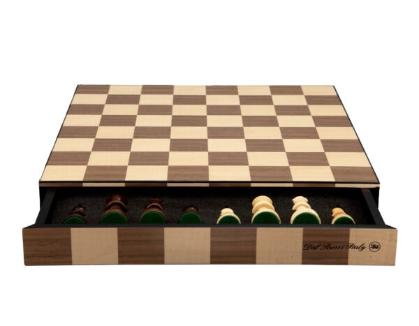Dal Rossi - 14″ Wooden Inlaid box, with drawer and chess pieces