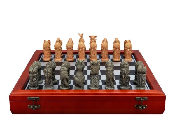 Hand Painted – “Australiana” Theme with 75mm pieces, 45cm Board w/ Storage Box Chess Set