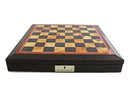 Dal Rossi - Staunton Metal/Marble Finish Chessmen w/ 16″ With Brown PU Leather Edge Compartment Box