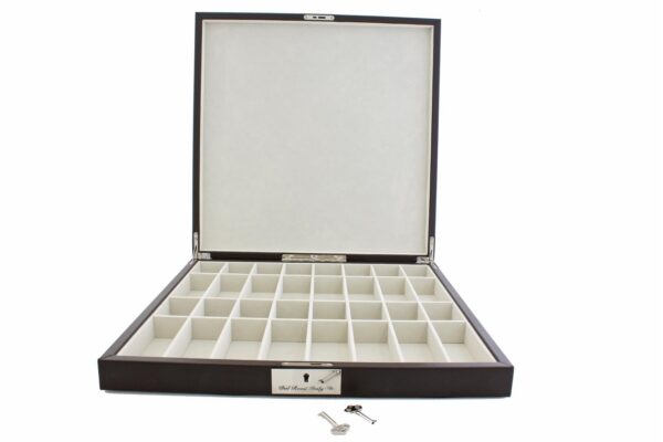 Dal Rossi - Staunton Metal/Marble Finish Chessmen w/ 16″ With Brown PU Leather Edge Compartment Box
