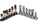 Dal Rossi - Staunton Metal/Marble Finish Chessmen w/ 16″ With Brown PU Leather Edge Compartment Box