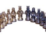 Dal Rossi - Medieval Warrior Chessmen w/ Walnut Inlaid 20” Chess Box