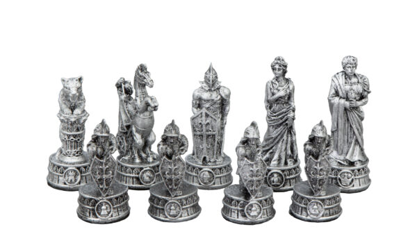 Dal Rossi - Roman Chessmen w/ 16″ Walnut FinIsh Compartment Board