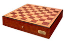 Dal Rossi - Dragon Pewter Chessmen w/ 18″ Shiny Mahogany FinIsh Compartment Board