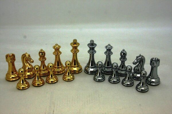 Dal Rossi - Gold and Silver Weighted Chess Pieces 110mm w/ Mosaic Finish 20″ Chess Board
